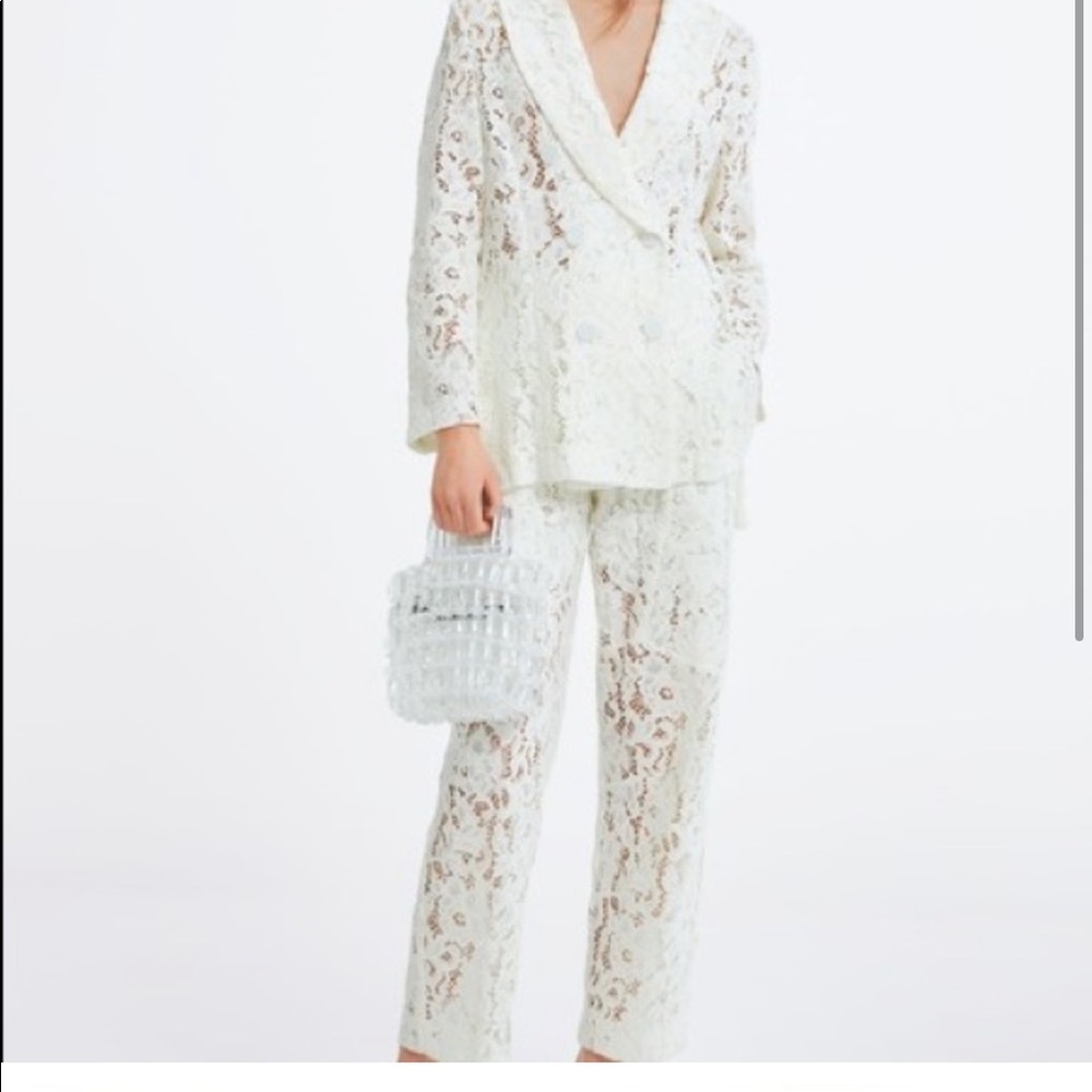Zara White Lace Blazer